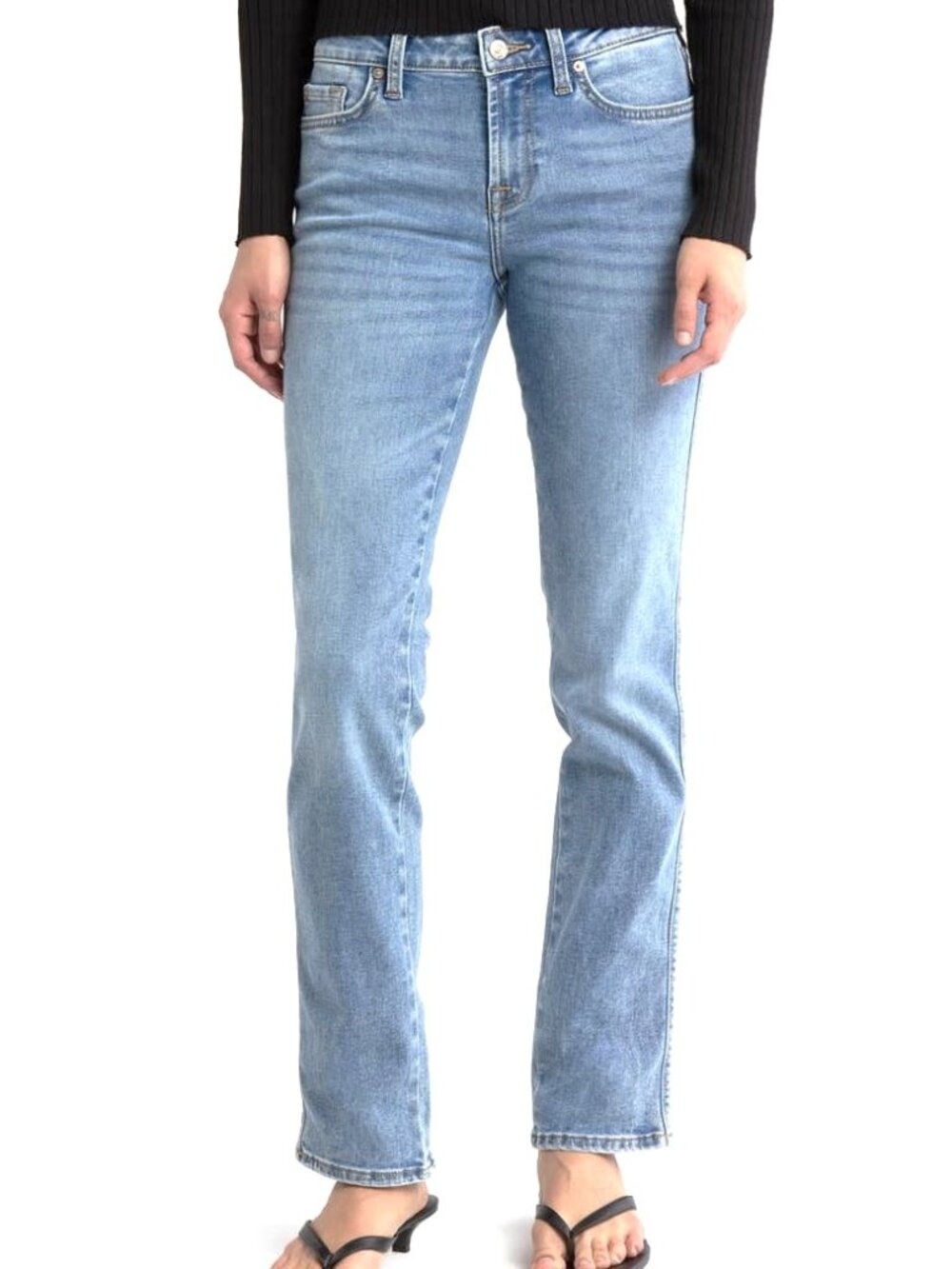 NWOT 7 For All Mankind Kimmie Straight Jeans Mid Rise Light Wash Stretchy 28